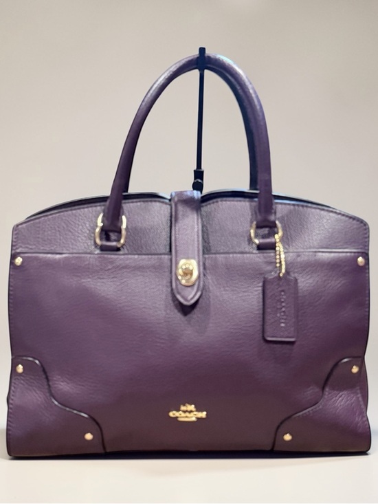 COACH Mercer Satchel 30 Grain Leather Aubergine Purple - Picture 2 of 12